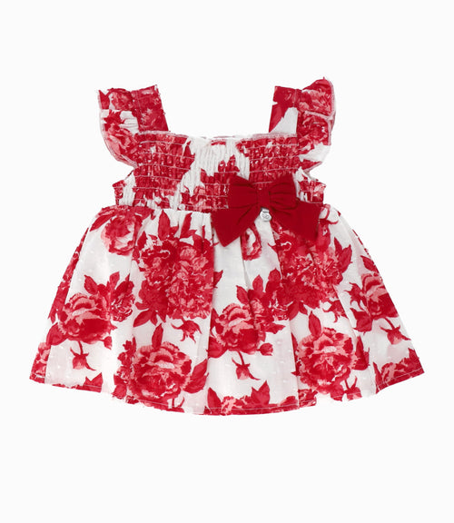 Conjunto Recién nacida con flores 0 meses / Rojo