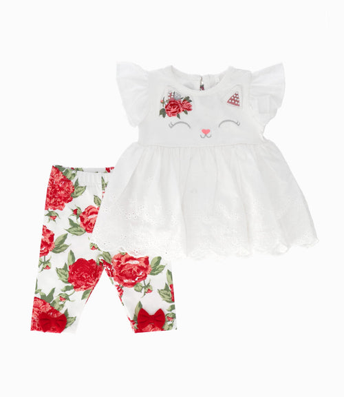 Conjunto Recién nacida con gato 0 meses / Blanco