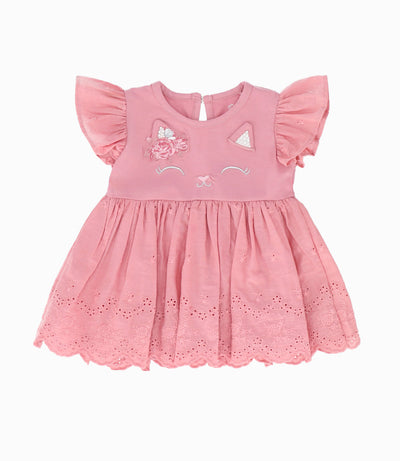 Conjunto Recién nacida con gato 0 meses / Palo Rosa