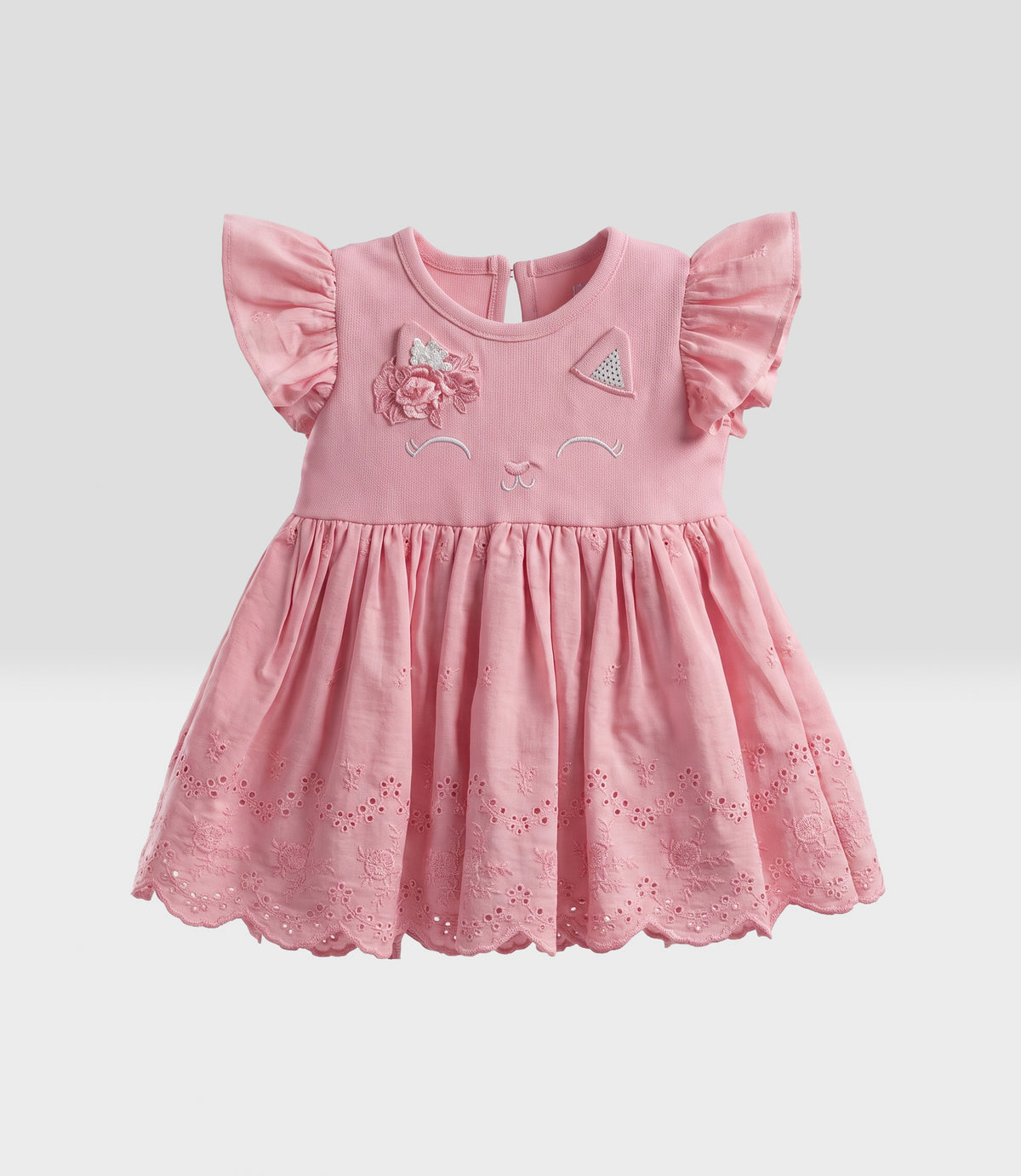 Conjunto Recién nacida con gato 0 meses / Palo Rosa