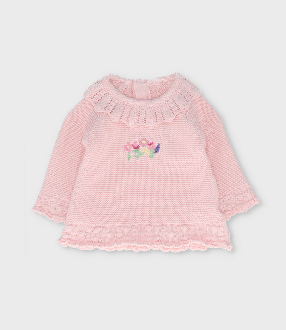 Conjunto recién nacida tejido con flores 0 meses / Rosado
