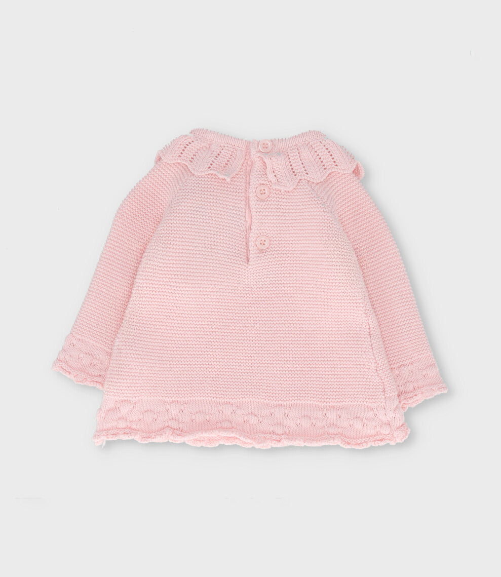 Conjunto recién nacida tejido con flores 0 meses / Rosado