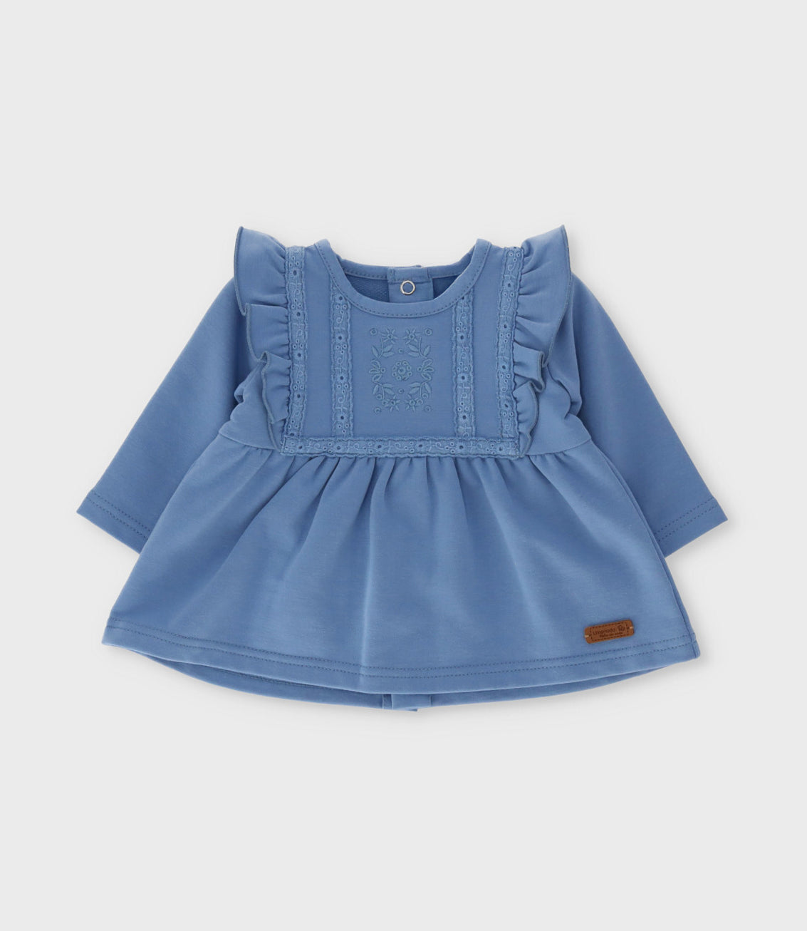 Conjunto recién nacida con vuelos bordados 0 meses / Celeste