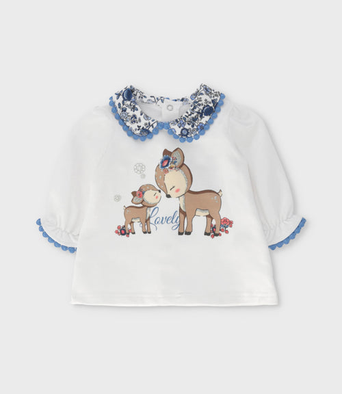 Conjunto recién nacida con flores y ciervos 0 meses / Celeste