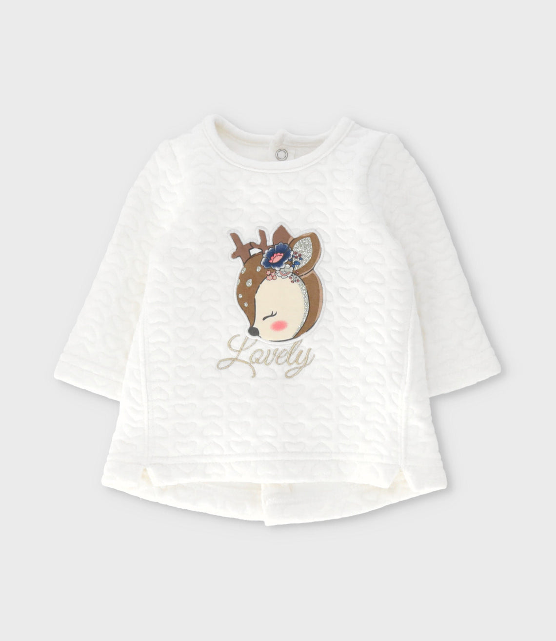Conjunto recién nacida con ciervo y corazones 0 meses / Blanco