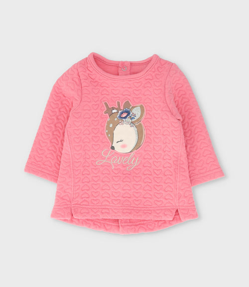 Conjunto recién nacida con ciervo y corazones 0 meses / Coral