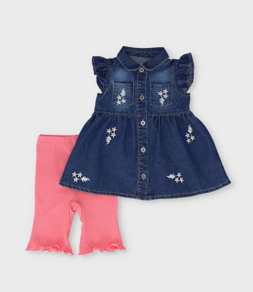 Conjunto recién nacida flores bordadas 0 meses / Azul Marino