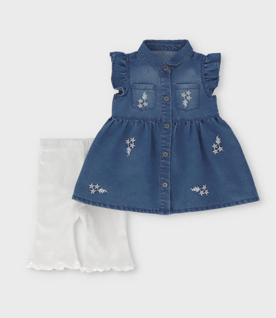 Conjunto recién nacida flores bordadas 0 meses / Celeste