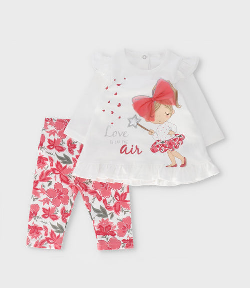 Conjunto recién nacida con estampado 0 meses / Coral