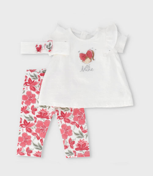 Conjunto recién nacida flores y vuelos 0 meses / Blanco