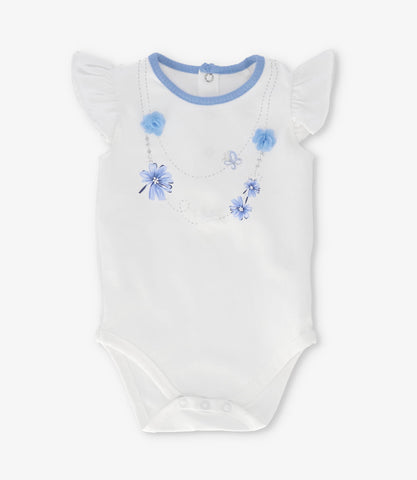 Conjunto recién nacida con flores y vuelos