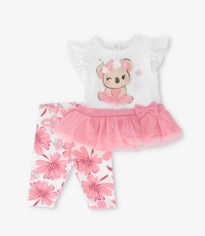 Conjunto recién nacida con flores y koala