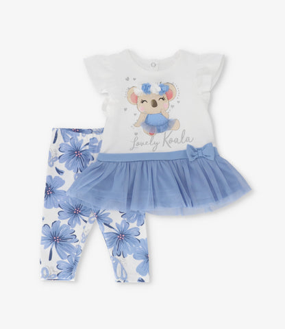 Conjunto recién nacida con flores y koala