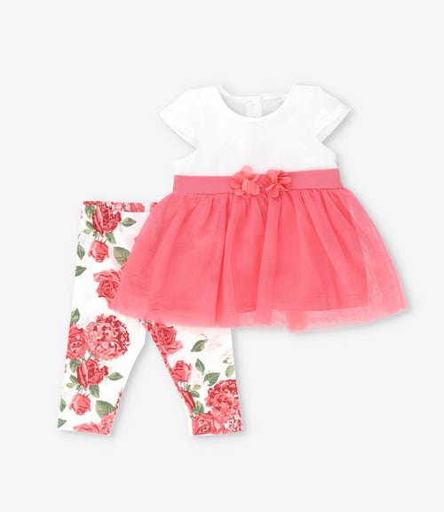 Conjunto recién nacida con flores 0 meses / Coral