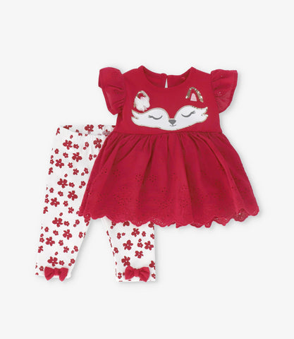 Conjunto recién nacida con flores y zorro