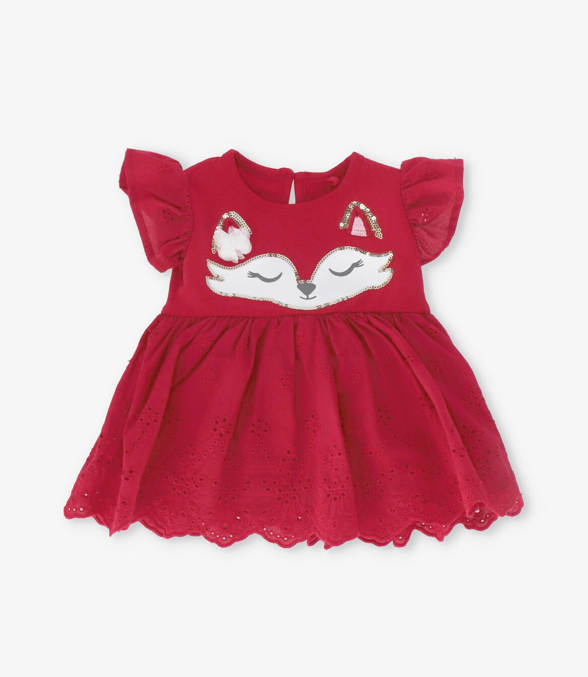 Conjunto recién nacida con flores y zorro 0 meses / Rojo