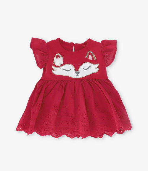 Conjunto recién nacida con flores y zorro 0 meses / Rojo