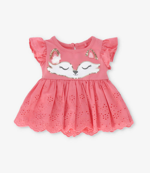 Conjunto recién nacida con flores y zorro 0 meses / Coral