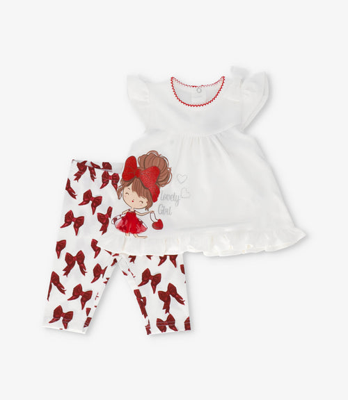 Conjunto recién nacida con lazo 0 meses / Crudo