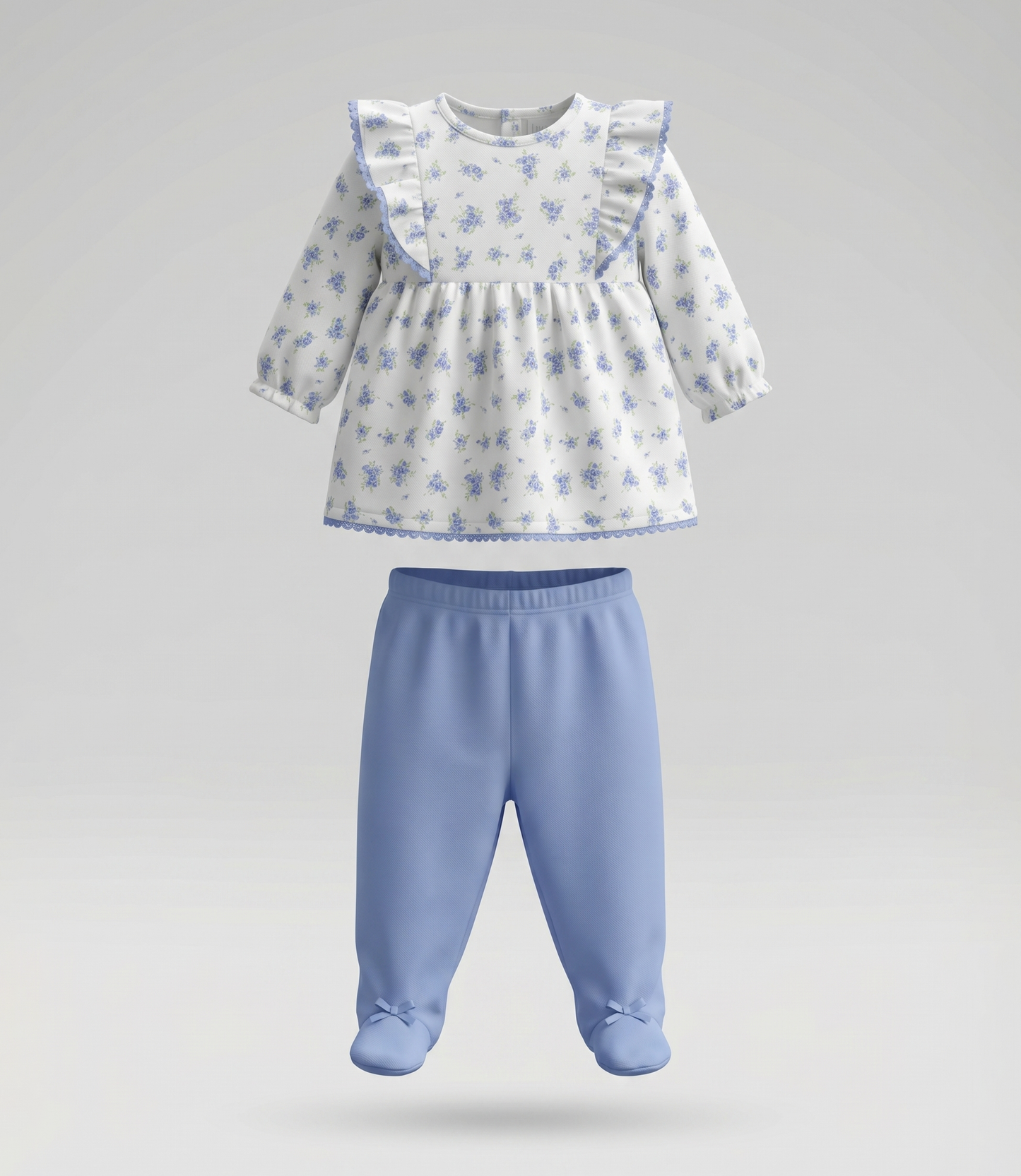 Conjunto recién nacida floreado 0 meses / Celeste