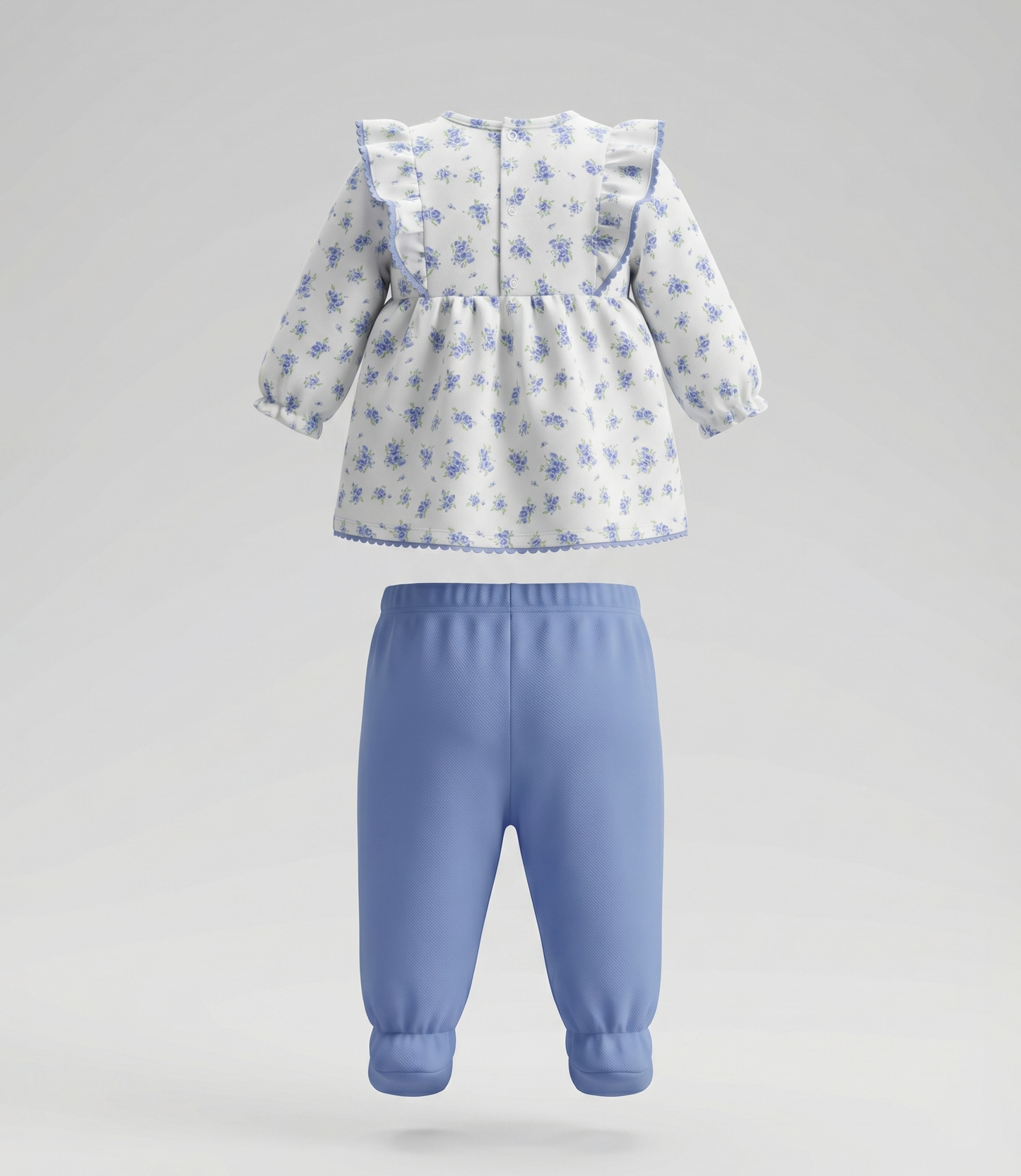 Conjunto recién nacida floreado 0 meses / Celeste