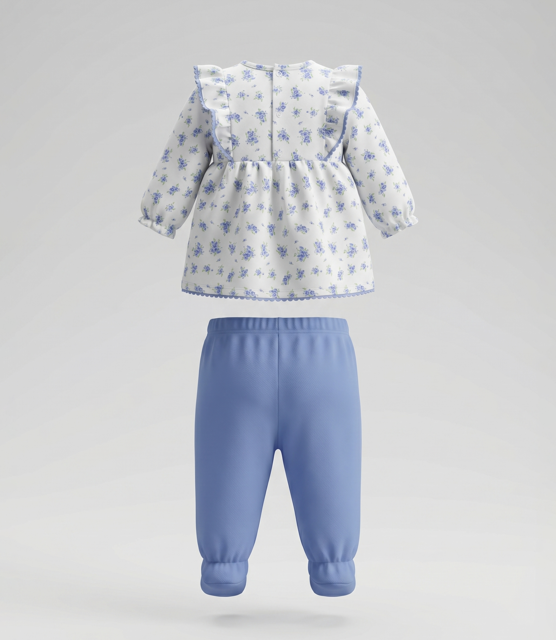 Conjunto recién nacida floreado 0 meses / Celeste