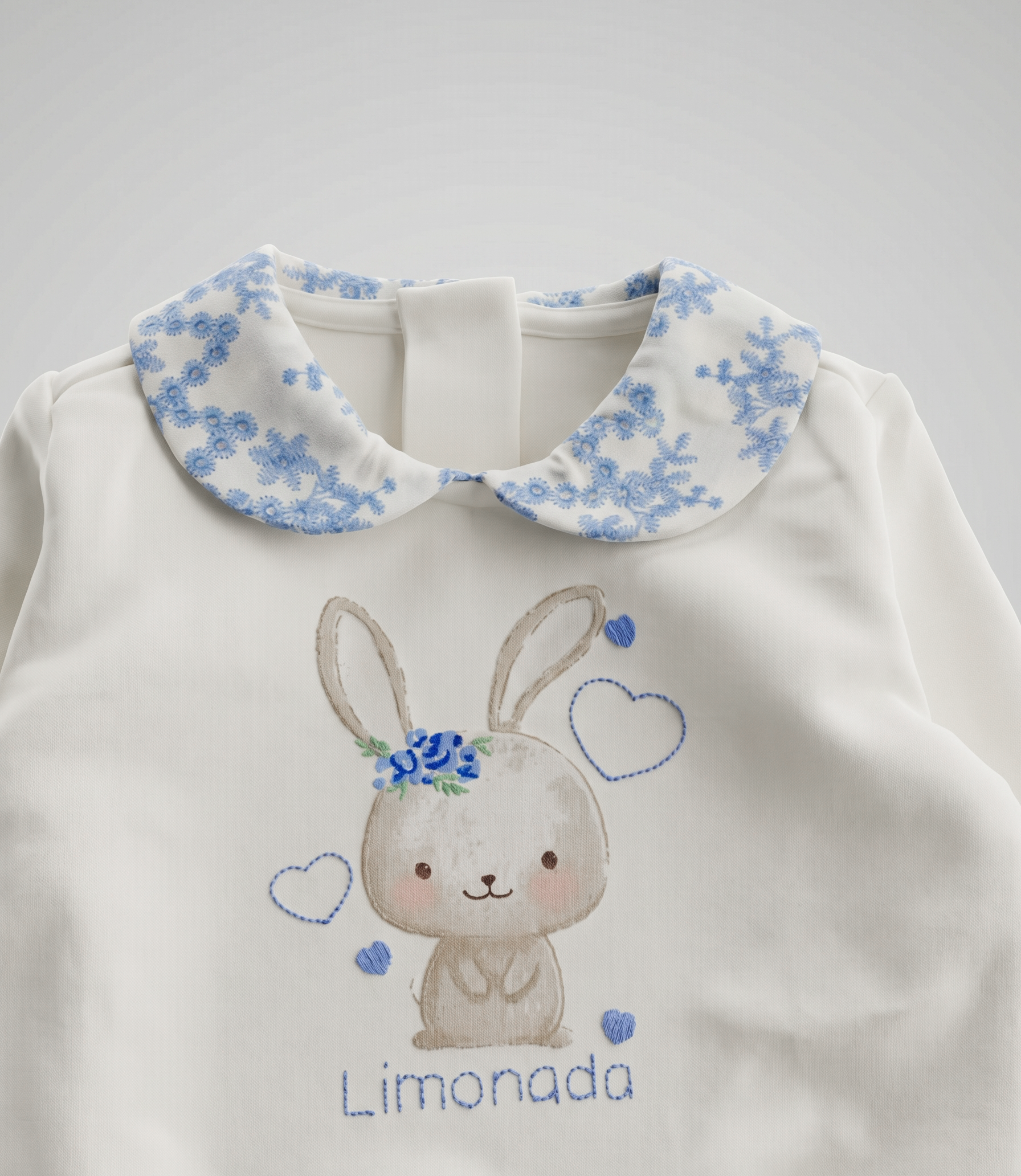 Conjunto recién nacida con conejo y flores 0 meses / Celeste