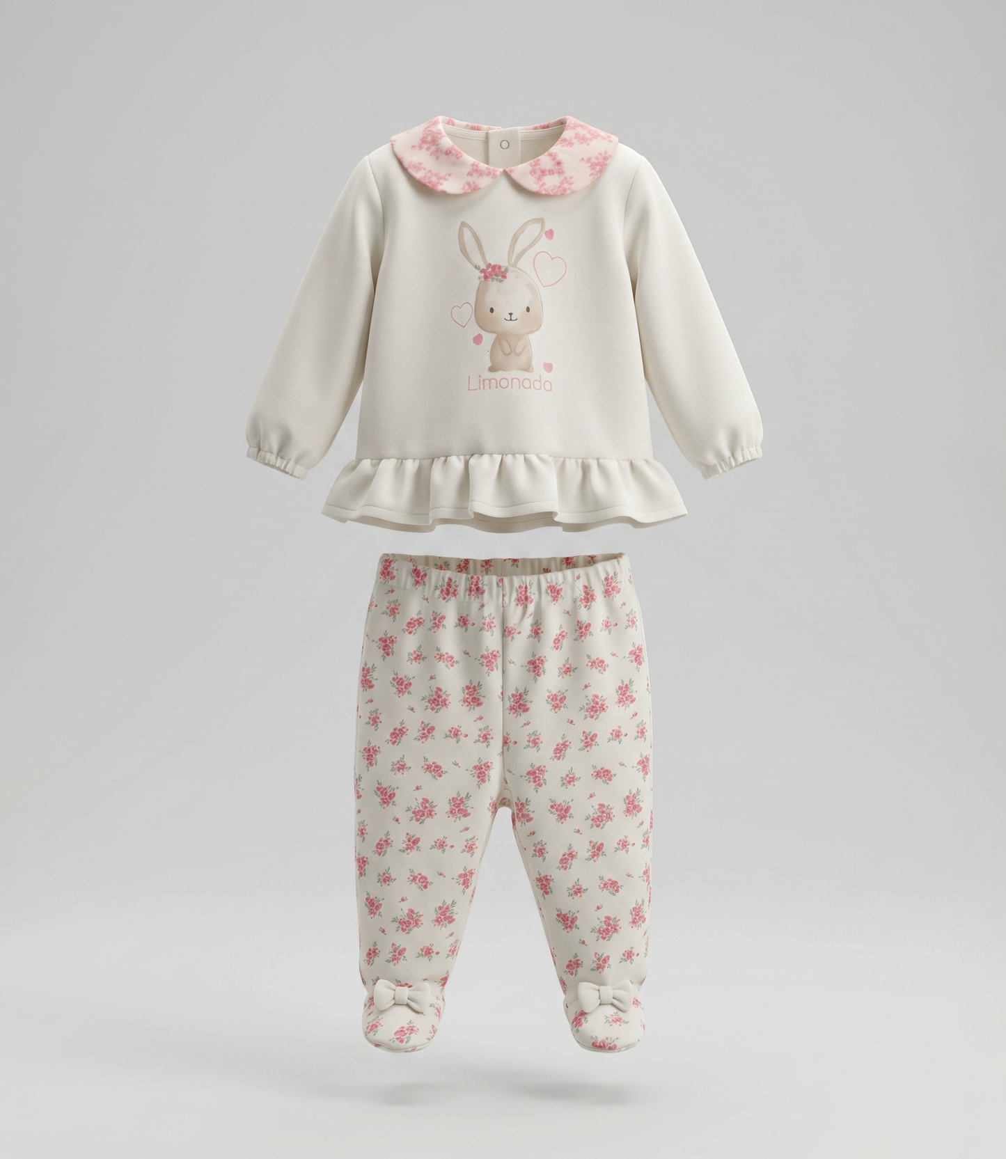 Conjunto recién nacida con conejo y flores 0 meses / Coral
