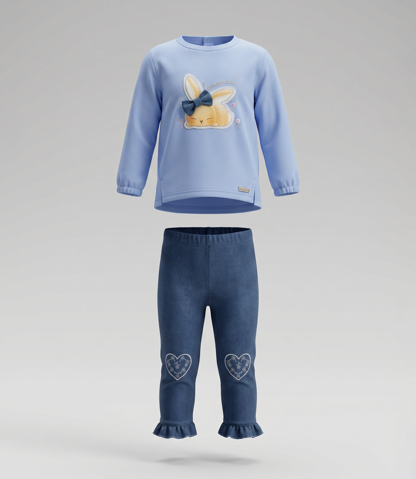 Conjunto recién nacida de denim con conejo