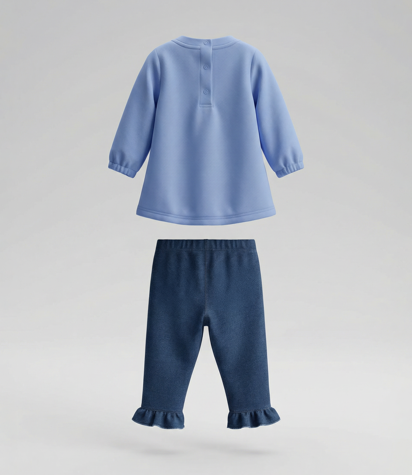 Conjunto recién nacida de denim con conejo 0 meses / Celeste