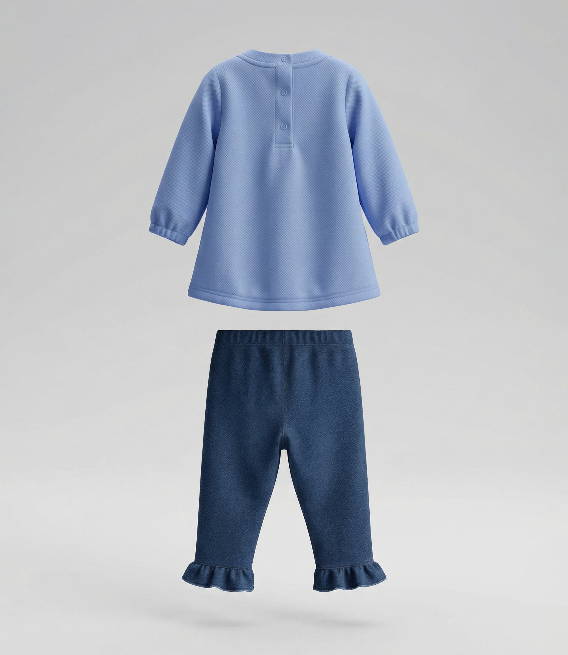 Conjunto recién nacida de denim con conejo 0 meses / Celeste