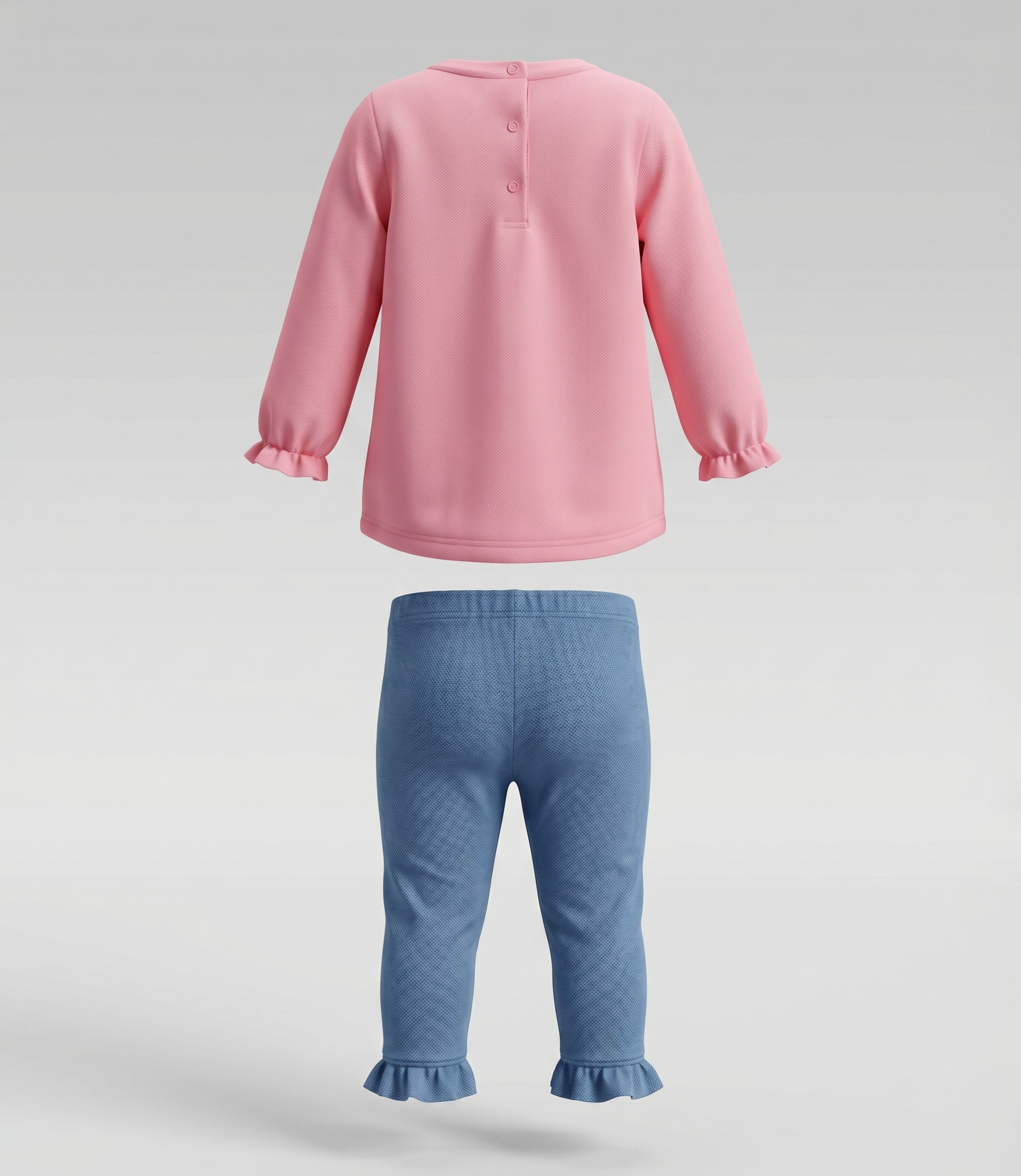Conjunto recién nacida de denim con conejo 0 meses / Coral