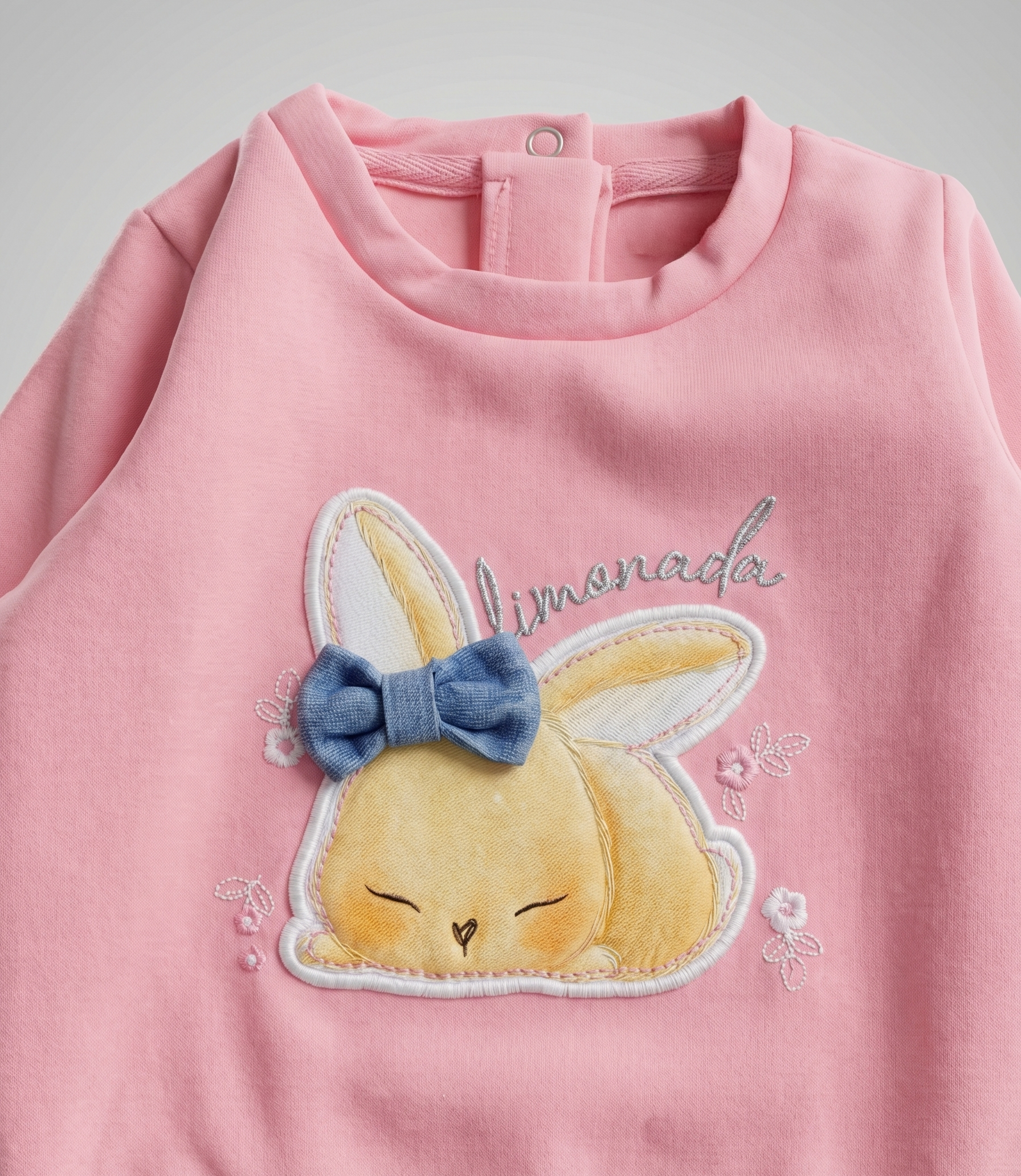 Conjunto recién nacida de denim con conejo 0 meses / Coral