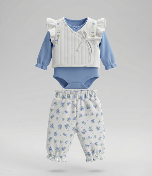 Conjunto recién nacida 3 piezas 0 meses / Crudo