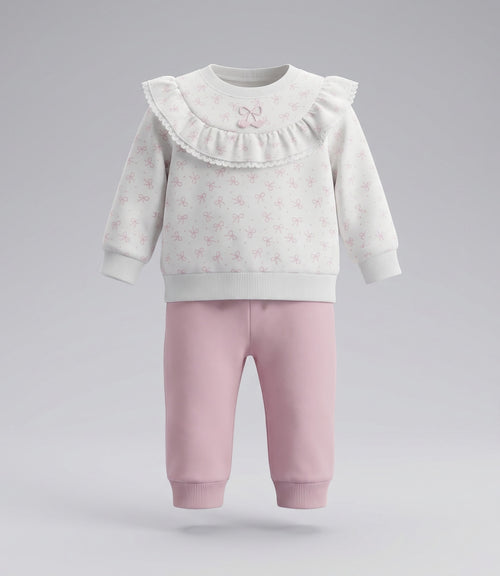 Conjunto recién nacida con lazos 0 meses / Crudo