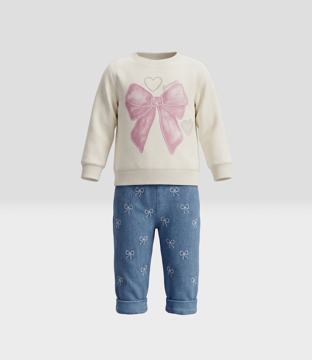 Conjunto recién nacida con lazos 0 meses / Crudo