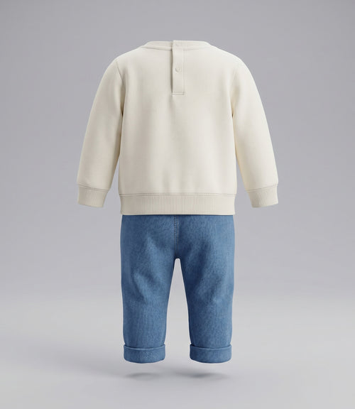 Conjunto recién nacida con lazos 0 meses / Crudo