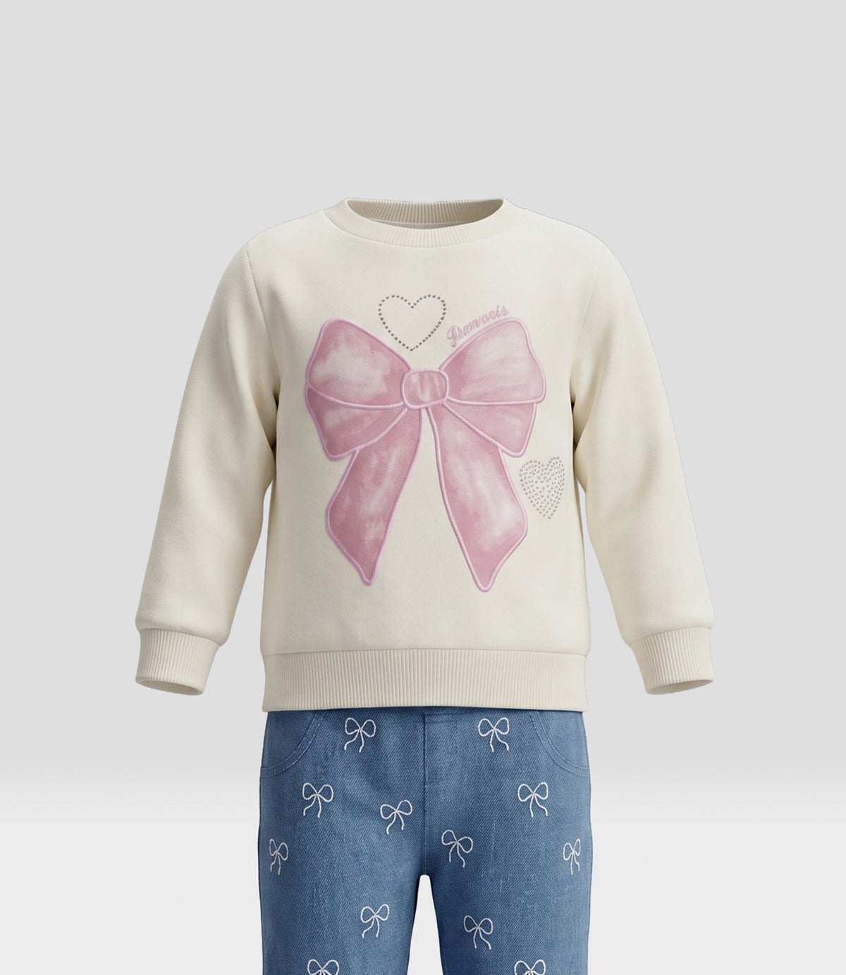 Conjunto recién nacida con lazos 0 meses / Crudo