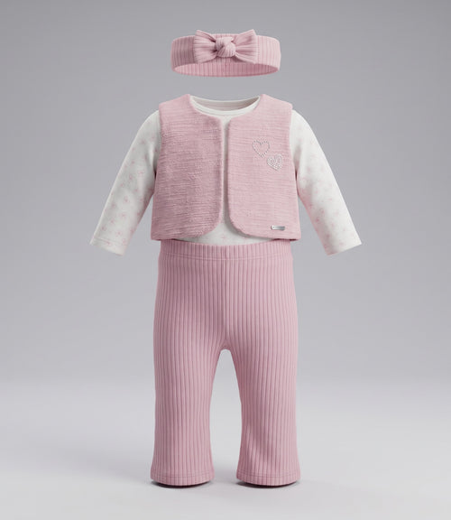 Conjunto recién nacida 3 piezas 0 meses / Rosado