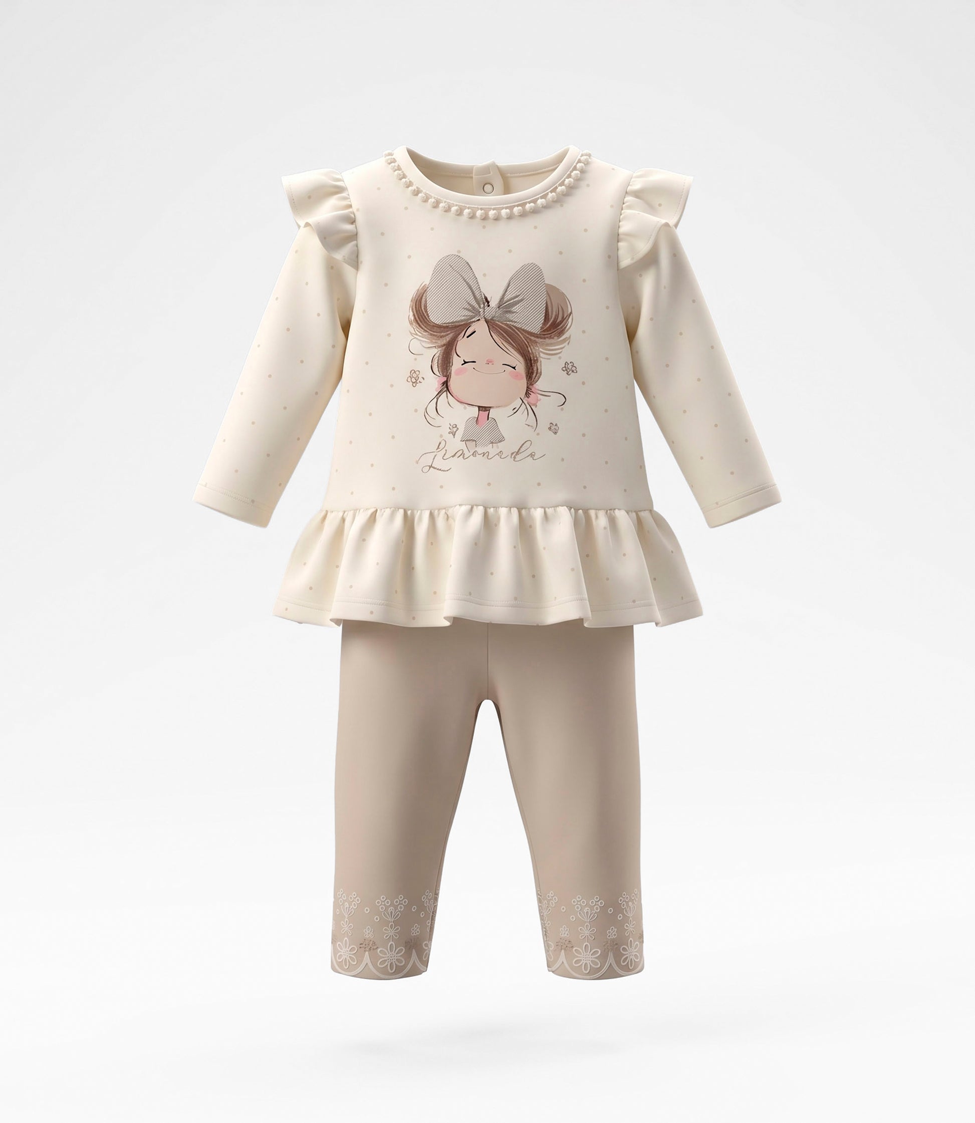 Conjunto recién nacida con puntos 0 meses / Beige