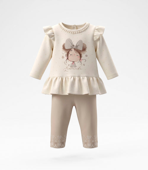 Conjunto recién nacida con puntos 0 meses / Beige