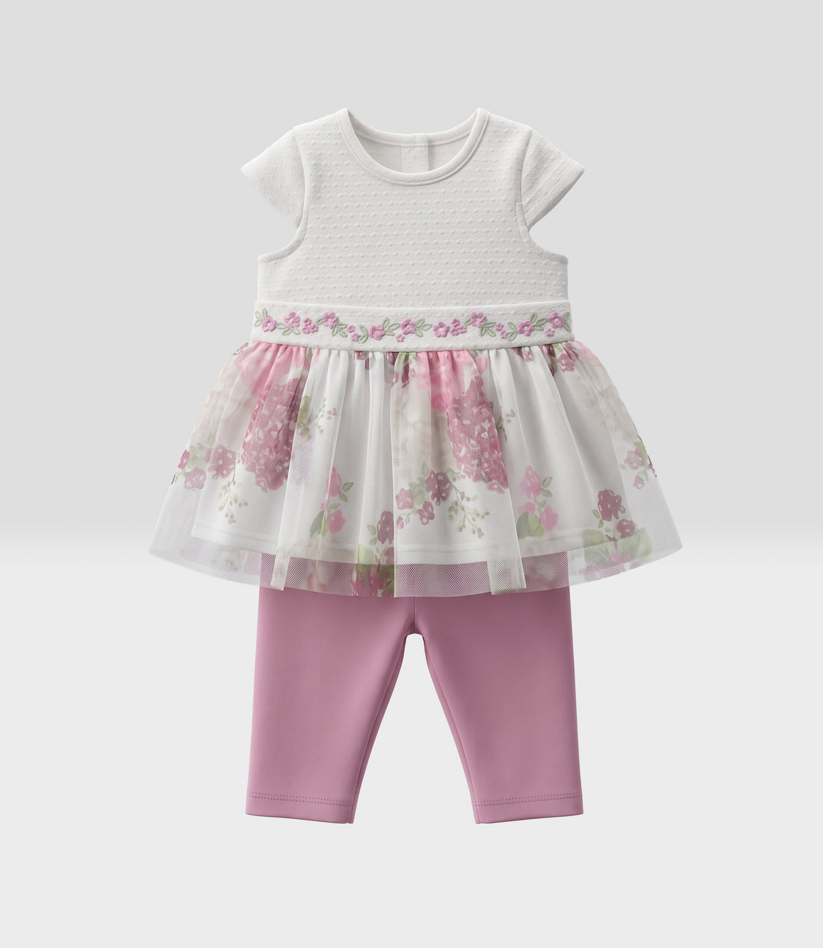 Conjunto recién nacida con tull 0 meses / Crudo