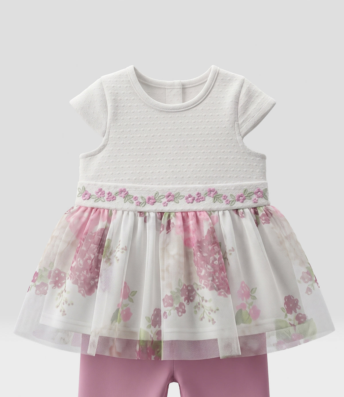 Conjunto recién nacida con tull 0 meses / Crudo