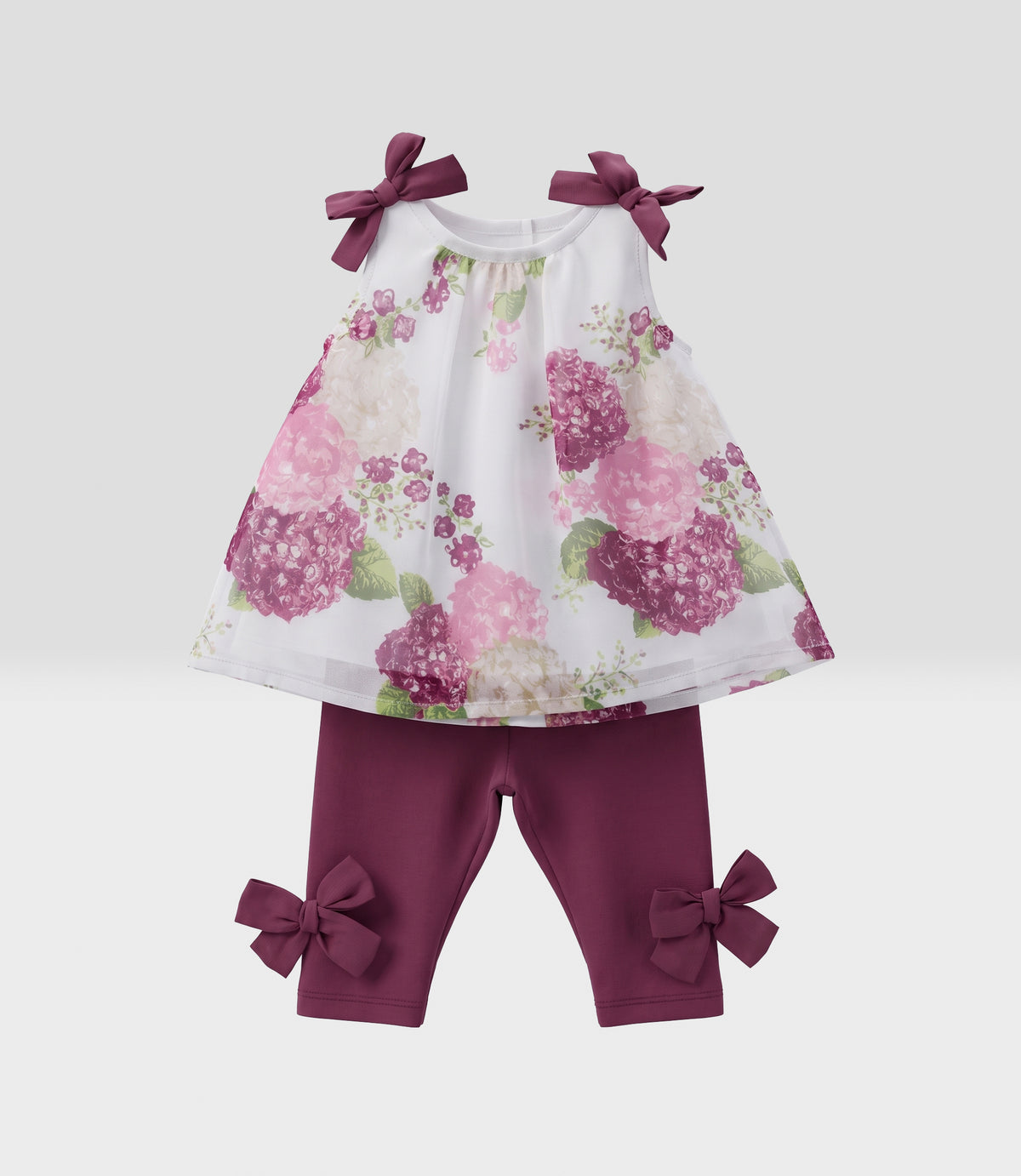Conjunto recién nacida con flores 0 meses / Burdeo