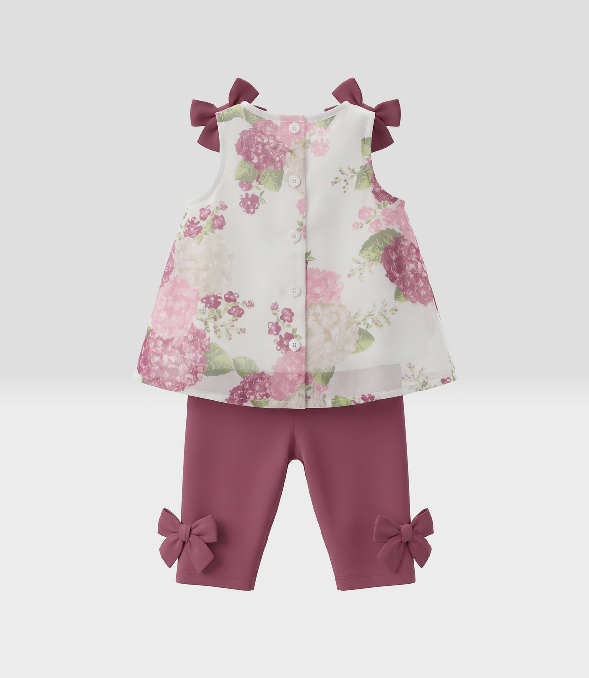 Conjunto recién nacida con flores 0 meses / Burdeo