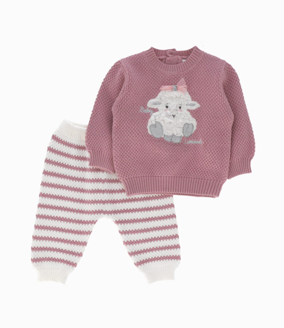 Conjunto recién nacida tejido 0 meses / Palo Rosa