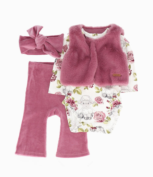 Conjunto recién nacida 4 piezas 0 meses / Burdeo