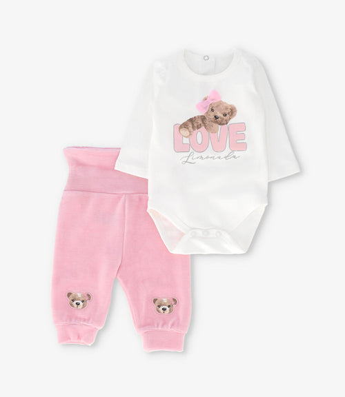 Conjunto recién nacida con oso