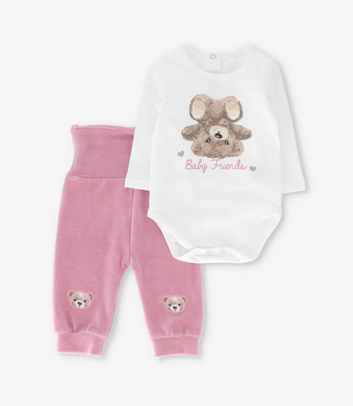 Conjunto recién nacida con oso
