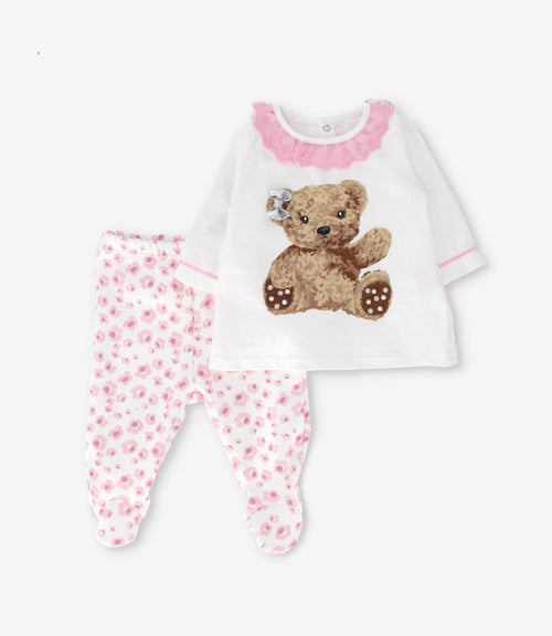 Conjunto recién nacida con oso